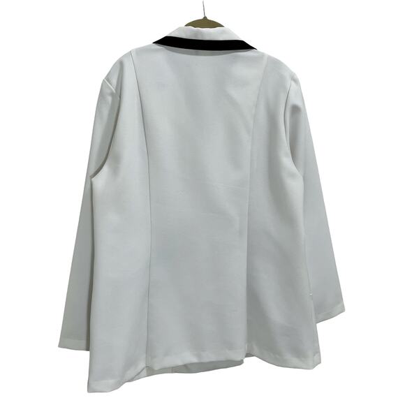 Vintage 90s Habits White Black Geometric Retro Blazer - Size 16W - Picture 7 of 8